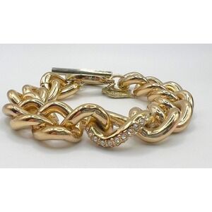Victoria's Secret Pavé Crystal Chunky Chain Bracelet 7.5" Toggle Clasp